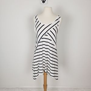 Ava James striped shark-bite hem tank top